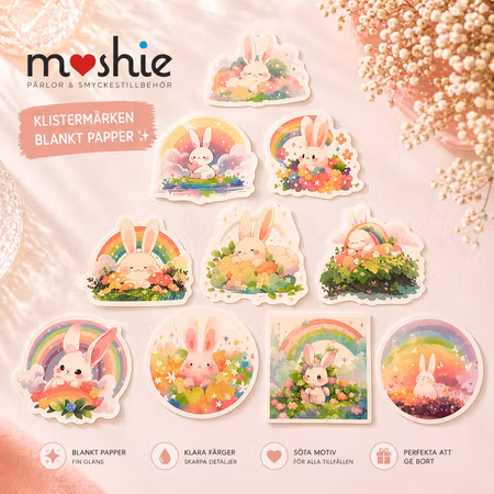 Klistermärken mix med kaniner Bunny Bloom 30-50mm 10st