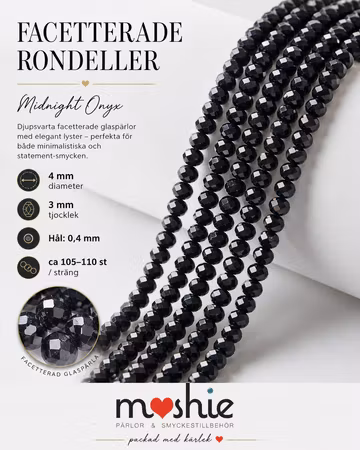 Glasrondeller facetterade 4x3mm Midnight Onyx 100st