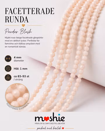 Runda glaspärlor facetterade 4mm Powder Blush 90st