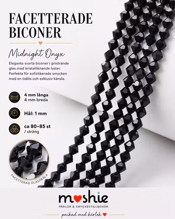 Glaspärlor facetterad bicone kristallimitation 4mm Midnight Onyx 85st