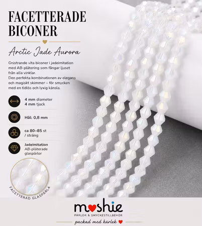 Glaspärlor facetterad bicone 4mm AB-Color Arctic Jade Aurora 85st