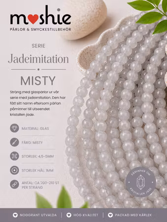 Glaspärlor 4-5mm runda på sträng Jadeimitation Misty 200st