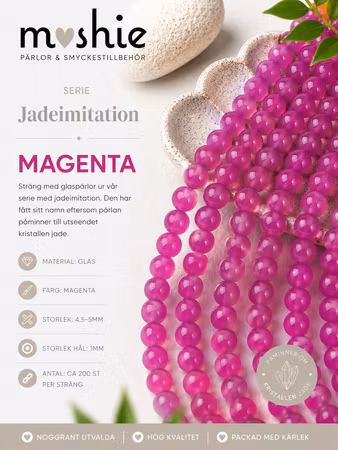 Glaspärlor 4-5mm runda på sträng Jadeimitation Magenta 200st