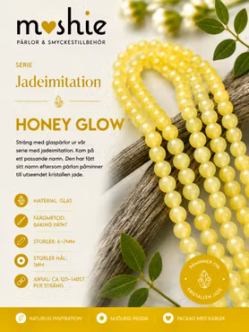 Glaspärlor runda på sträng 6-7mm jadeimitation Honey Glow 140st