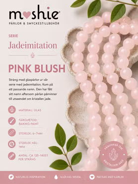 Glaspärlor runda på sträng 6-7mm jadeimitation Pink Blush 140st