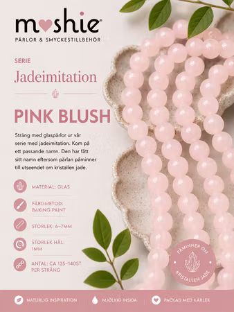 Glaspärlor runda på sträng 6-7mm jadeimitation Pink Blush 140st