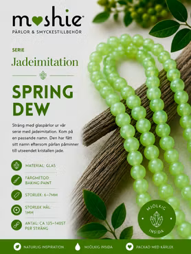 Glaspärlor runda på sträng 6-7mm Jadeimitation spring dew 140st
