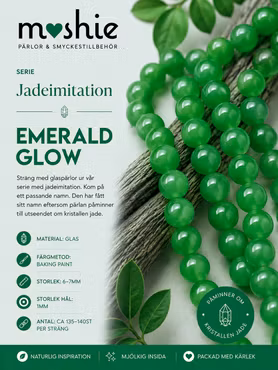 Glaspärlor runda på sträng 6-7mm Jadeimitation Emerald Glow 140st