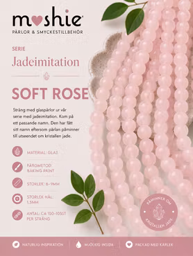 Glaspärlor runda på sträng 8-9mm Jadeimitation Soft Rose 100st