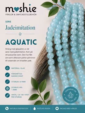 Glaspärlor runda på sträng 8-9mm jadeimitation Aquatic 100st