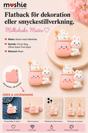 Flatback Milkshake Mates för dekoration eller smyckestillverkning 23x21mm