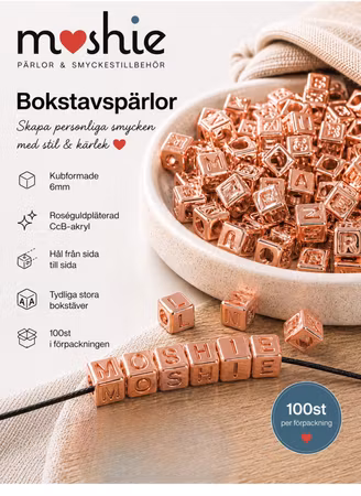 Bokstavspärlor mix kub 6mm roséguldpläterad CCB 100st