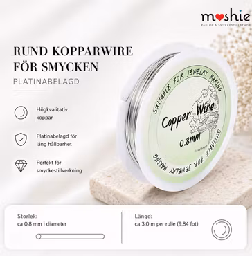 Wire av koppar platinum 0,8mm 20 gauge 3 meter