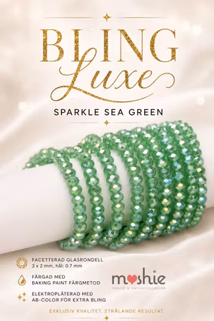 Facetterade glaspärlor 3x2mm rondell Bling Luxe Sparkle sea green 135st