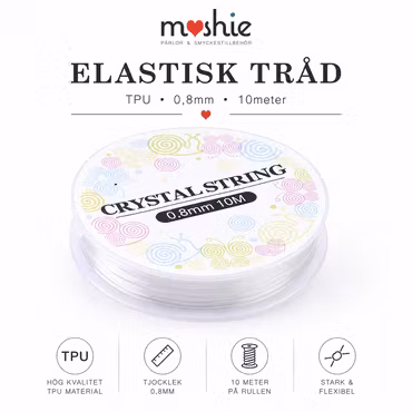 Elastisk tråd clear crystal 0.8mm 10 meter Moshie rekommenderar