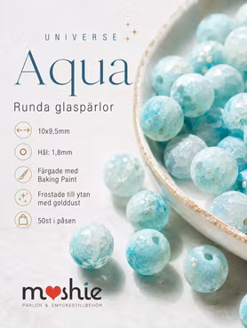 Glaspärla 10mm frostad Universe Aqua 50st dovt krackelerad