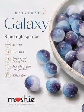 Glaspärla 8mm frostad Universe Galaxy 100st dovt krackelerad