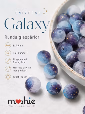 Glaspärla 8mm frostad Universe Galaxy 100st dovt krackelerad