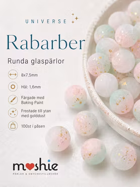Glaspärla 8mm frostad Universe rabarber 100st dovt krackelerad