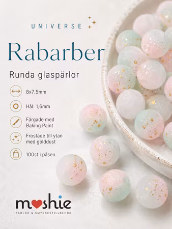 Glaspärla 8mm frostad Universe rabarber 100st dovt krackelerad