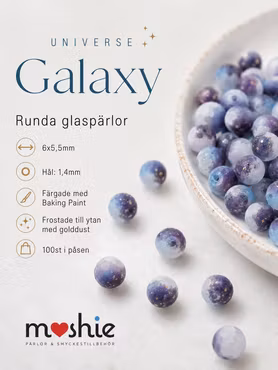 Glaspärla 6mm frostad Universe Galaxy 100st dovt krackelerad