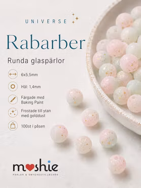 Glaspärla 6mm frostad Universe Rabarber 100st dovt krackelerad