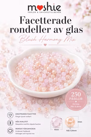 Pärlor av glas facetterade rondeller Blush Harmony Mix 4x3mm 250st