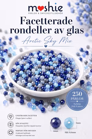 Pärlor av glas facetterade rondeller Arctic Sky Mix 250st