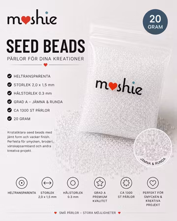 Jämna runda seed beads 2mm Grad A transparent 20g 1300st