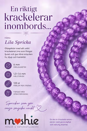Glaspärlor 6mm krackelerade lila spricka ca 130st