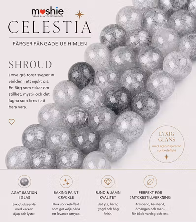 Glaspärlor 8mm runda Agateimitation Celestia shroud 100st