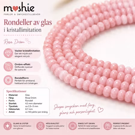 Glaspärlor 4mm rondeller kristallimitation Rosa Dröm 140st