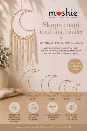 Solfångare Drömfångare Måne bas i guldfärgat järn