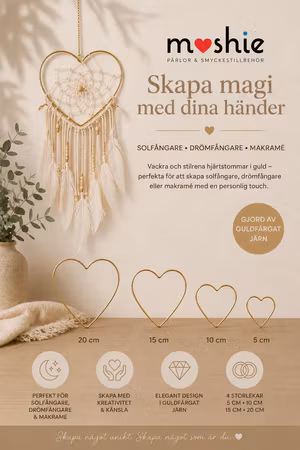 Solfångare Drömfångare Hjärta bas i guldfärgat järn