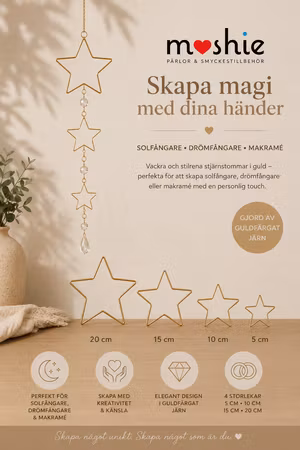 Solfångare Drömfångare Stjärna bas i guldfärgat järn