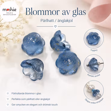 Glasblomma i frostat glas med golddust Monsoon 12mm 20st