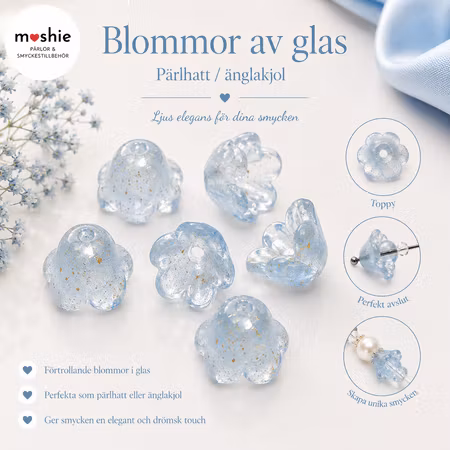 Glasblomma i frostat glas med golddust sky 12mm 20st