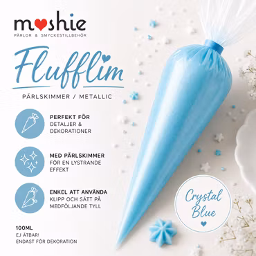Flufflim Crystal Blue Pärlskimmer metallic 100ml decoden cream glue