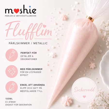 Flufflim Sockervadd Pärlskimmer metallic 100ml decoden cream glue