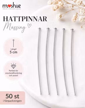 Hattpinnar platinum av mässing 5cm 50st