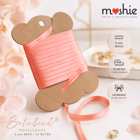 Satinband 6mm korallrosa 10 meter