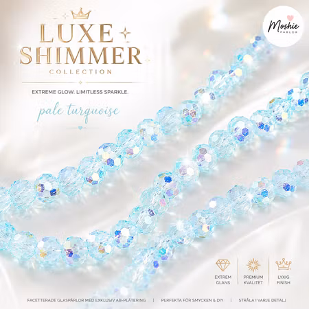Glaspärlor luxe shimmer Pale turquoise 3,5-5mm 113st
