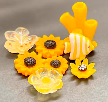 Pysslings pysselpåse med flatbacks Blommor korall fisk