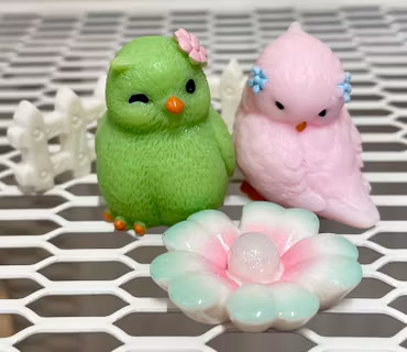 Pysslings pysselpåse med flatbacks pretty bird greenpink