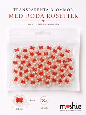Nail art blommor med rosett av resin 8,5mm 50st