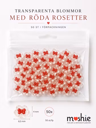Nail art blommor med rosett av resin 8,5mm 50st