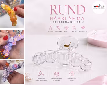 Hårklämma att dekorera stor rund transparent 9.7cm