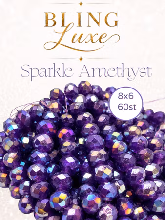Glaspärlor facetterade rondell 8x6mm Sparkle Amethyst 60st