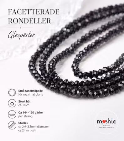 Glaspärlor svarta schlipade småttisar 2,9-3,3mm 144-150st