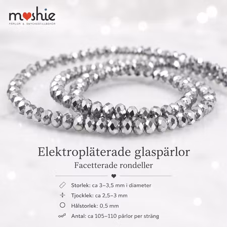 Glaspärlor silver schlipade småttisar 3mm 110st
